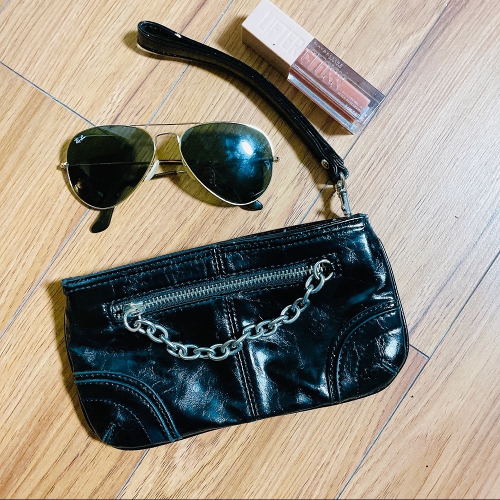 Small Black Pleather Wristlet